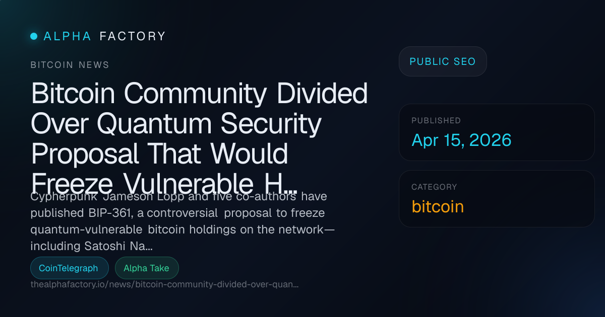 Bitcoin Community Divided Over Quantum Security Proposal That Would ...