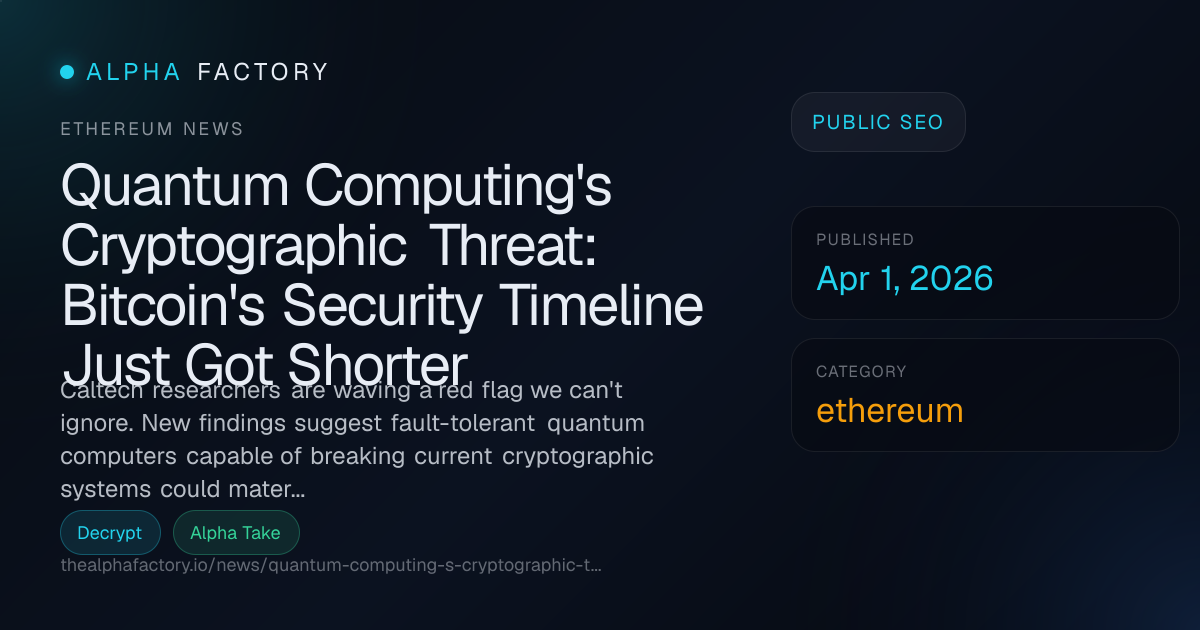 Quantum Computing's Cryptographic Threat: Bitcoin's Security Timeline ...