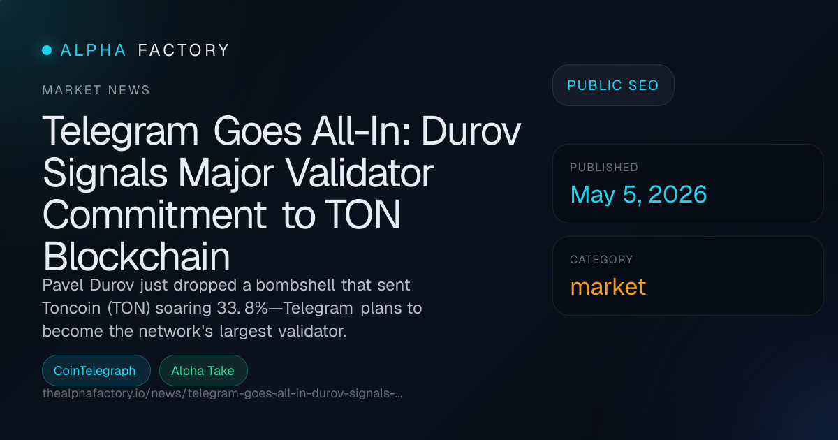 Telegram Goes All-In: Durov Signals Major Validator Commitment to TON ...