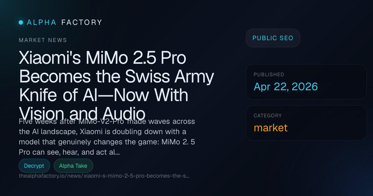 Xiaomi's MiMo 2.5 Pro Becomes the Swiss Army Knife of AI—Now With ...